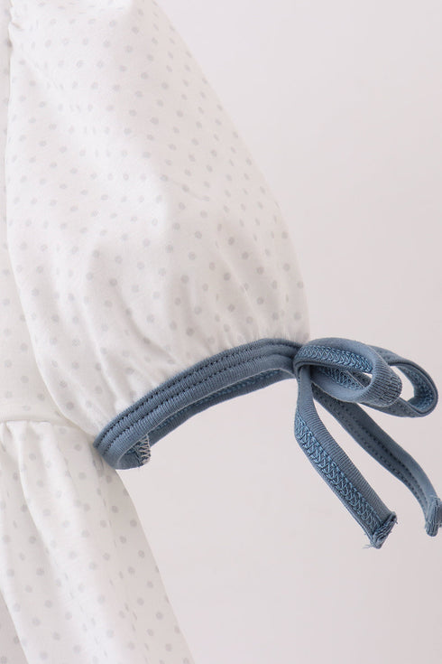 Blue Apple Crayon French Knot Ruffle Dress