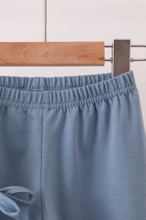 Blue Apple Crayon French Knot Ruffle Pants Set