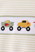 Monster truck embroidery stripe romper