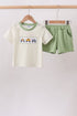 Monster truck embroidery stripe shorts set