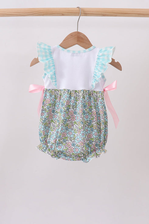 Mint Chicken Applique Ruffle Bubble