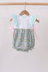 Mint Chicken Applique Ruffle Bubble