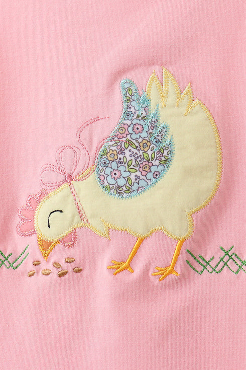 Pink Chicken Applique Bloomer Set