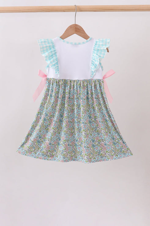 Mint Chicken Applique Ruffle Dress