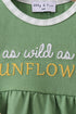 Green Sunflower Applique Ruffle Bubble