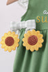 Green Sunflower Applique Ruffle Bubble