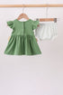 Green Sunflower Applique Ruffle Bloomer Set