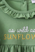 Green Sunflower Applique Ruffle Shorts Set