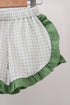 Green Sunflower Applique Ruffle Shorts Set