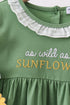 Green Sunflower Applique Ruffle Dress