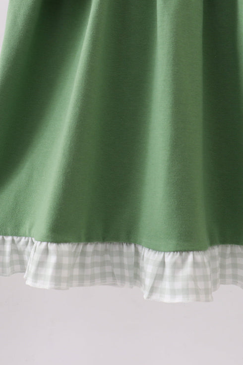 Green Sunflower Applique Ruffle Dress