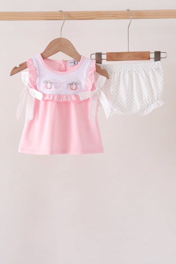pink-pumpkin-bow-embroidery-ruffle-bloomer-set-1-sophias-stylebaby-1