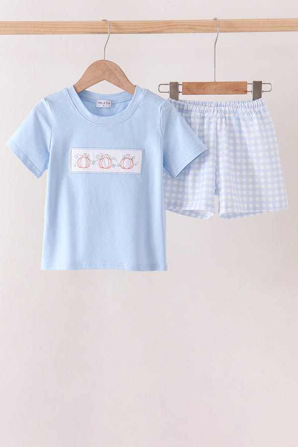 blue-pumpkin-embroidery-gingham-shorts-set-2-sophias-styleSet-1