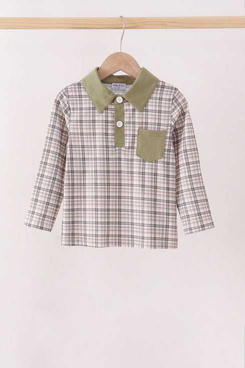 oat-olive-plaid-button-shirt-sophias-styleTop-1
