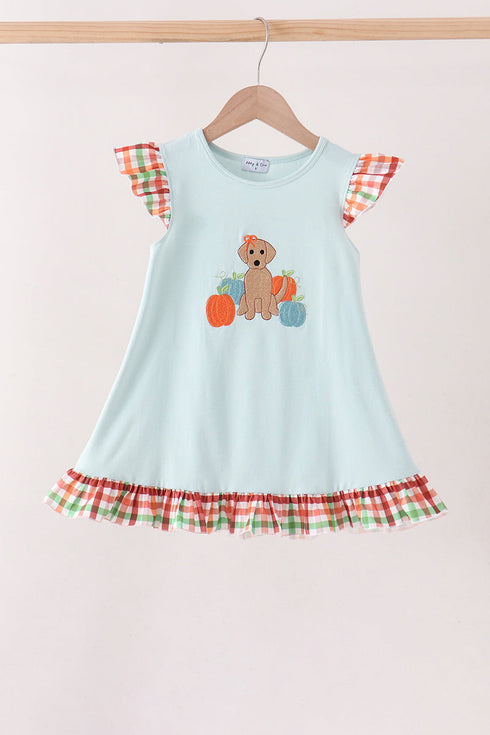 blue-puppy-pumpkin-embroidery-gingham-ruffle-dress-sophias-styleDress-1