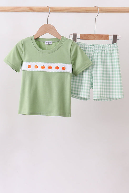 green-pumpkin-embroidery-shorts-set-sophias-styleSet-1