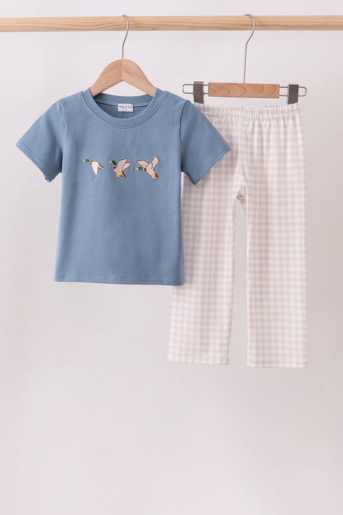 teal-duck-embroidery-gingham-pants-set-sophias-styleSet-1