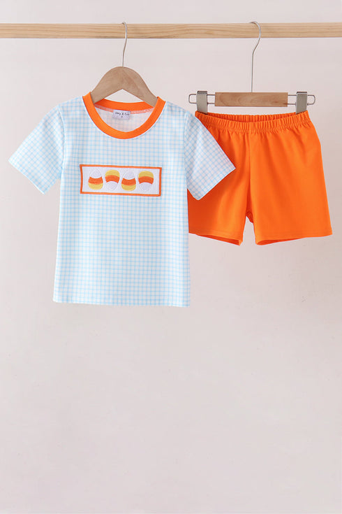 blue-gingham-candy-corn-embroidery-shorts-set-sophias-styleSet-1