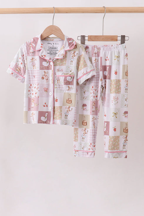 pink-goose-bow-checkered-bamboo-pajama-set-sophias-styleSet-1
