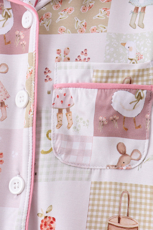 pink-goose-bow-checkered-bamboo-pajama-set-sophias-style-3