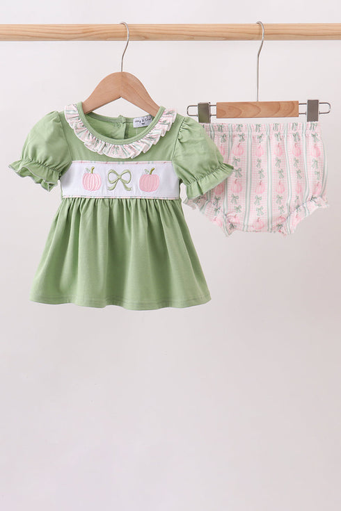 sage-pumpkin-bow-embroidery-bloomer-set-sophias-stylebaby-1