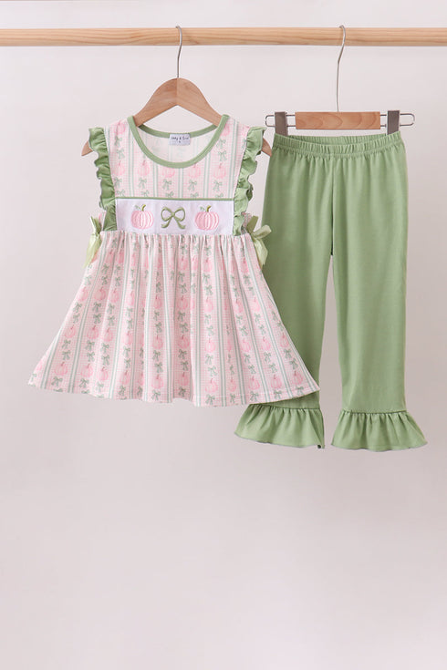 sage-pumpkin-bow-embroidery-ruffle-pants-set-sophias-styleSet-1