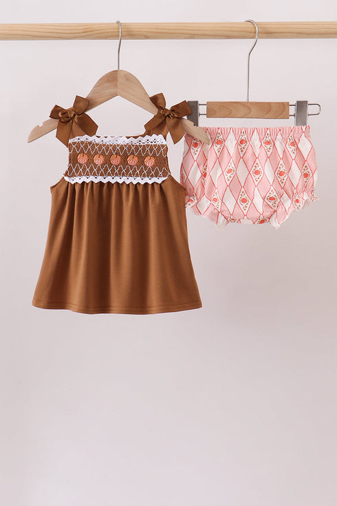 brown-pumpkin-smocked-lace-bloomer-set-sophias-stylebaby-1