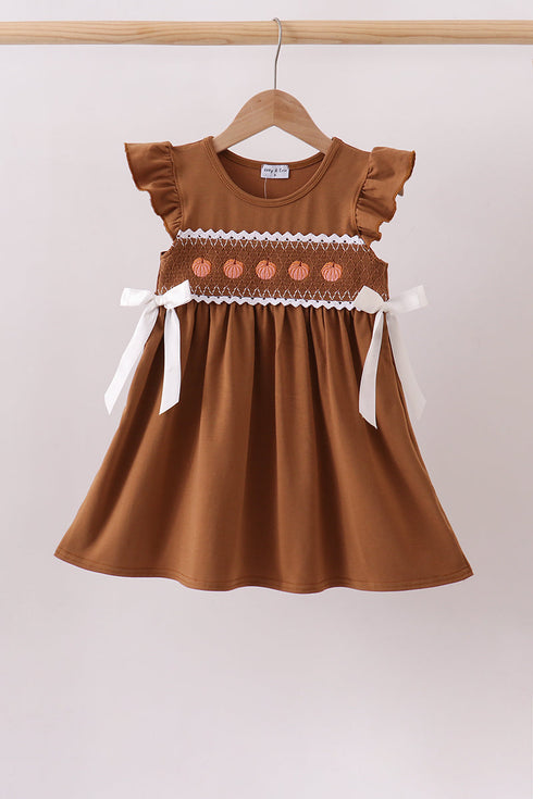 brown-pumpkin-smocked-lace-dress-sophias-styleDress-1