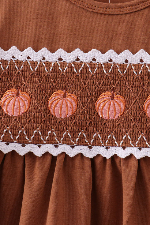 brown-pumpkin-smocked-lace-dress-sophias-style-2