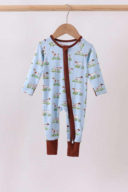 blue-puppy-hunting-bamboo-zipper-romper-sophias-stylebaby-1