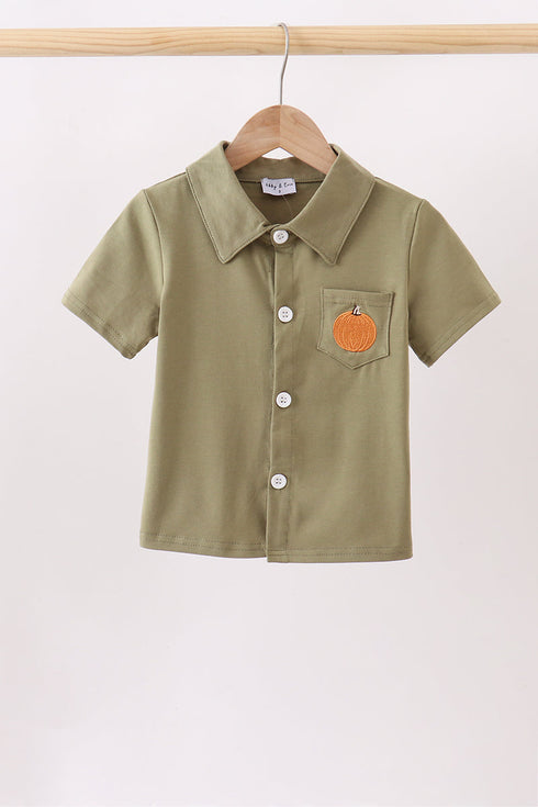 camel-pumpkin-embroidery-button-down-shirt-sophias-styleTop-1