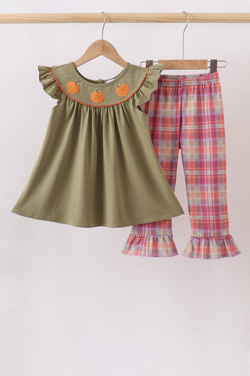 camel-pumpkin-embroidery-plaid-dress-sophias-styleSet-1