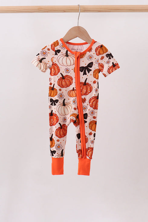 orange-pumpkin-floral-bow-bamboo-romper-sophias-stylebaby-1