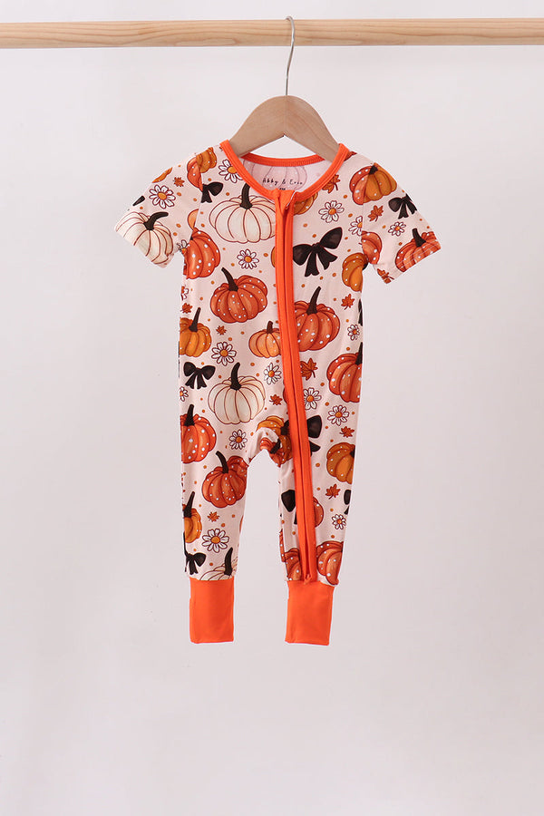 orange-pumpkin-floral-bow-bamboo-romper-sophias-stylebaby-1