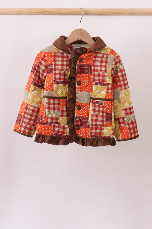 brown-patchwork-floral-ruffle-jacket-sophias-stylejacket-1