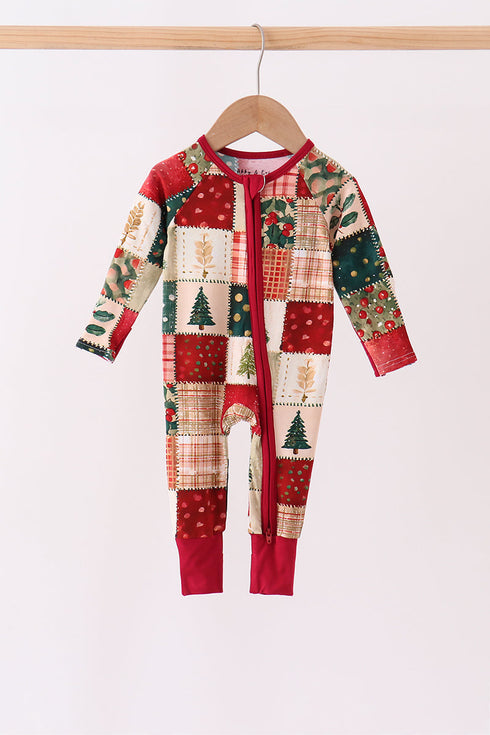 maroon-checkered-tree-bamboo-romper-abby-evie-sophias-stylebaby-1