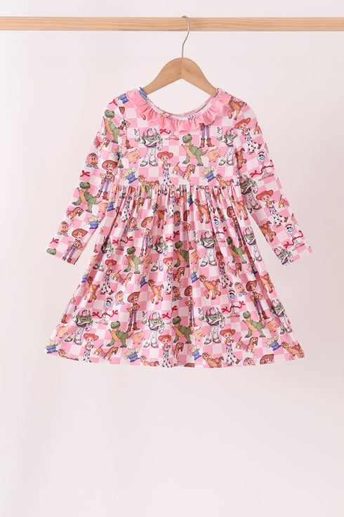 pink-character-checkered-bamboo-ruffle-dress-abby-evie-sophias-styleDress-1