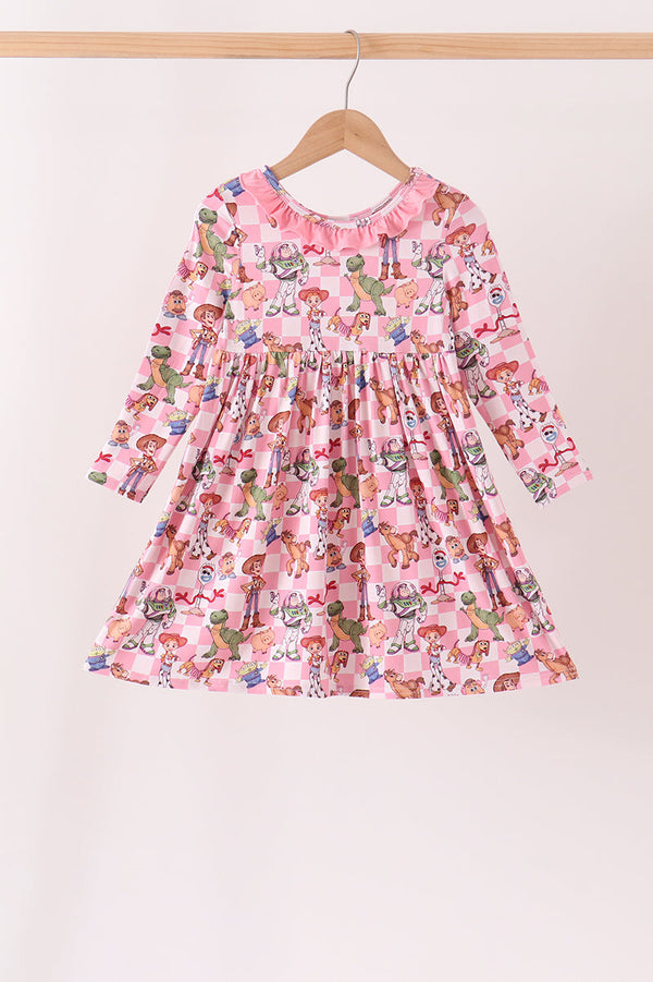 pink-character-checkered-bamboo-ruffle-dress-abby-evie-sophias-styleDress-1