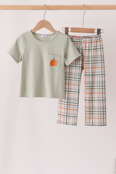 sage-pumpkin-embroidery-plaid-pants-set-sophias-styleSet-1