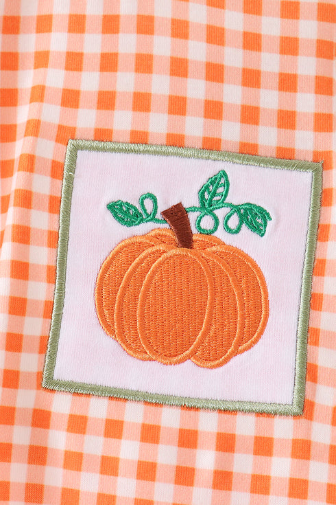 orange-pumpkin-embroidery-gingham-bubble-1-sophias-style-2