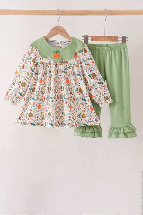 sage-pumpkin-embroidery-leaves-ruffle-pants-set-sophias-styleSet-1