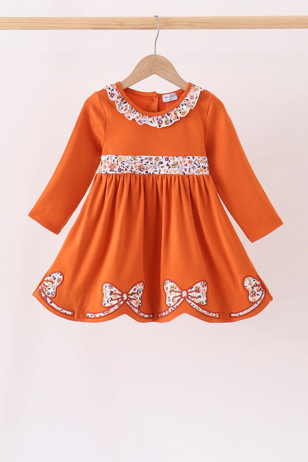 orange-floral-bow-ruffle-dress-sophias-styleDress-1