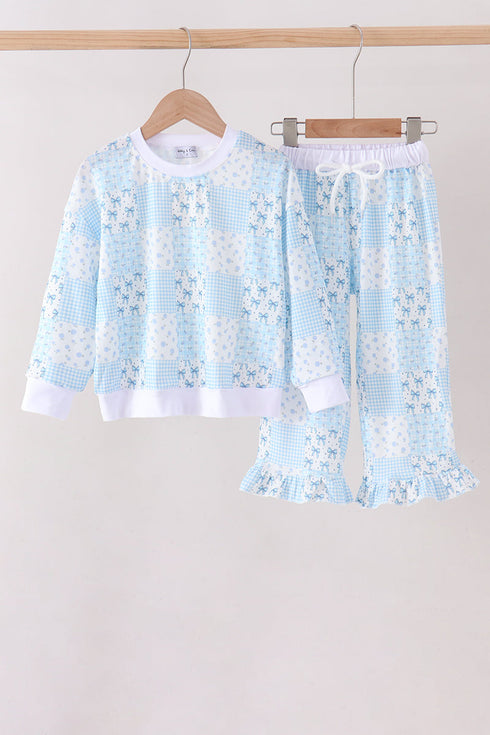 blue-floral-bow-checkered-mom-me-pants-set-sophias-styleSet-1