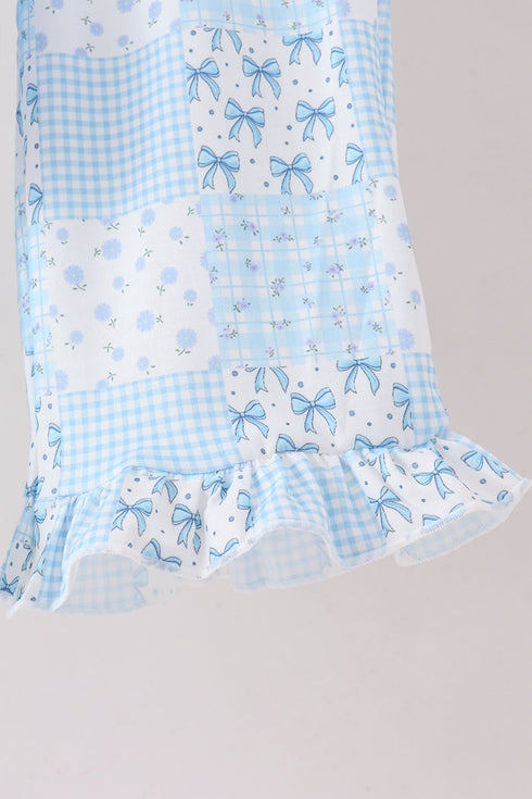 blue-floral-bow-checkered-mom-me-pants-set-sophias-style-5
