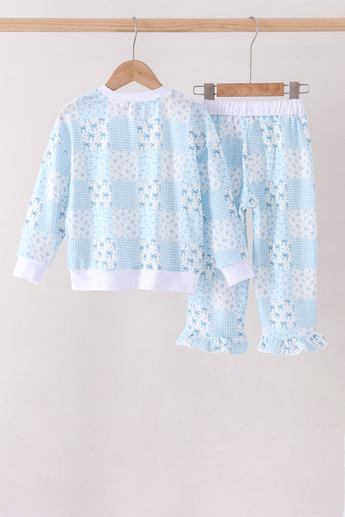blue-floral-bow-checkered-mom-me-pants-set-sophias-style-6