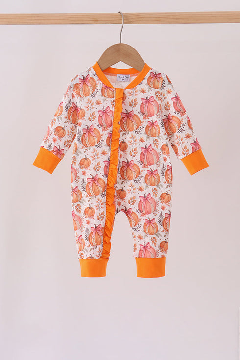 orange-pumpkin-print-ruffle-romper-sophias-stylebaby-1