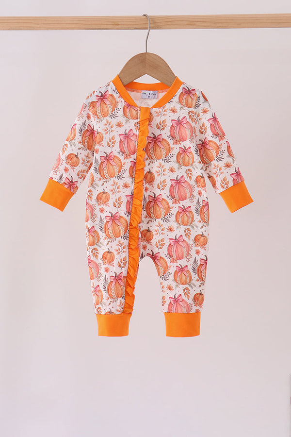 orange-pumpkin-print-ruffle-romper-sophias-stylebaby-1