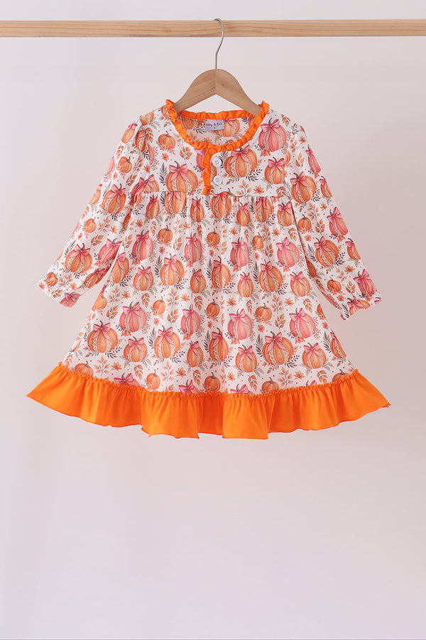 orange-pumpkin-print-ruffle-dress-sophias-styleDress-1