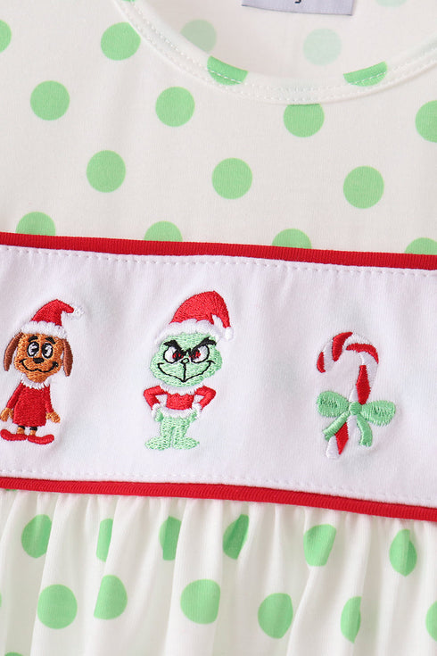 green-dot-grinch-embroidery-ruffle-pants-set-abby-evie-sophias-style-2