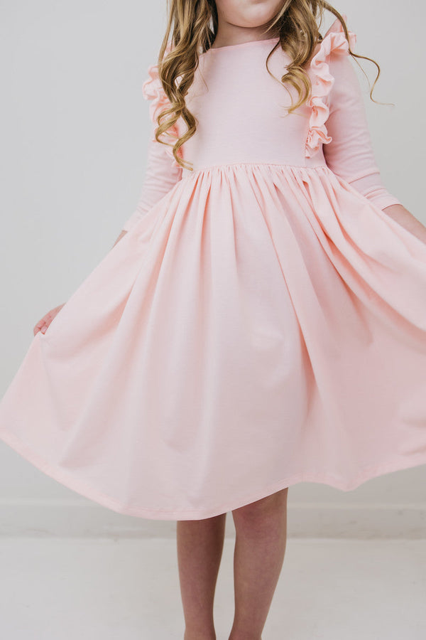petal-pink-3-4-ruffle-twirl-dress Mila & Rose - Sophia's StyleTwirl Ruffle Dress 3/4-1